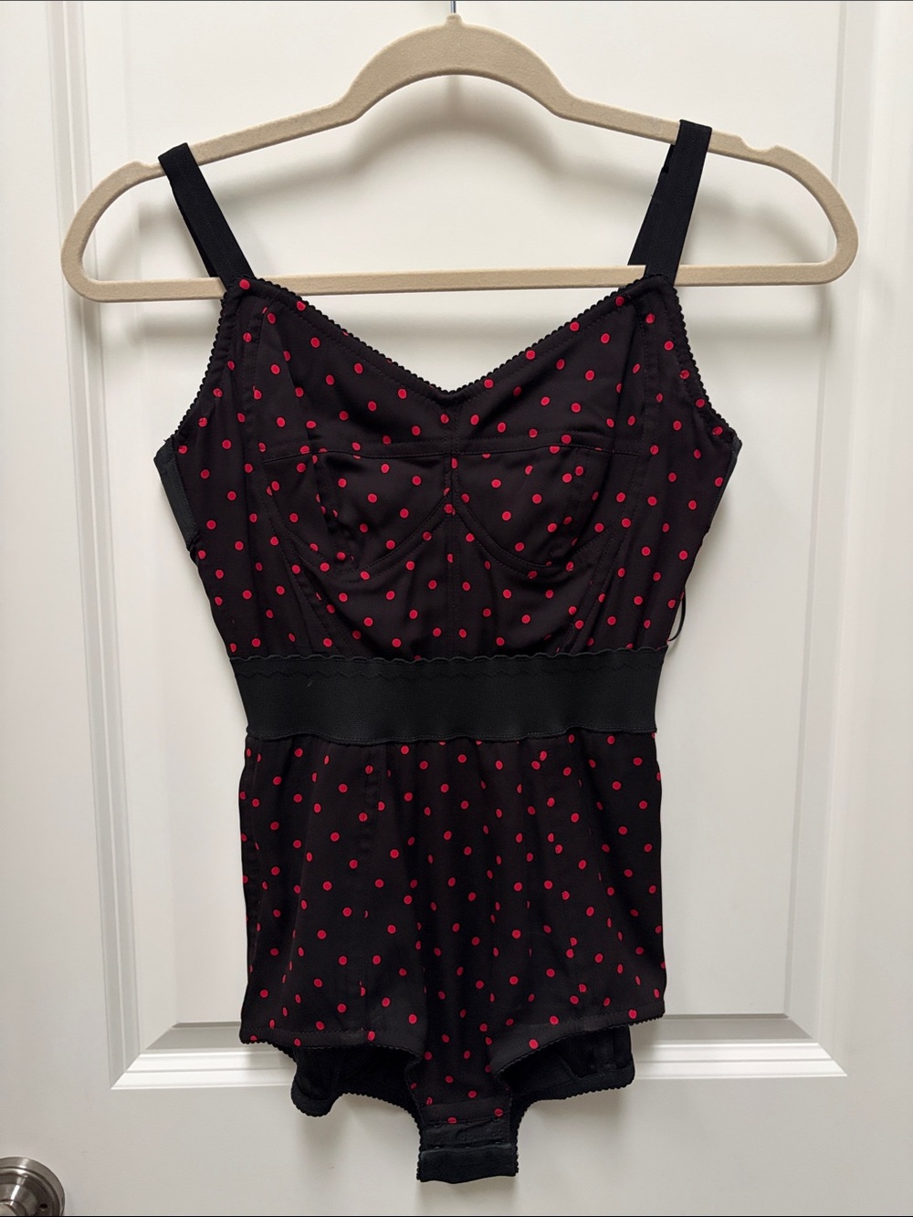 Dolce & Gabbana Black Bodysuit with Red Polka Dots - Women Intimates